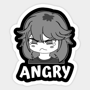 Funny Manga Angry Pout Face Little Girl Chibi Meme Sticker